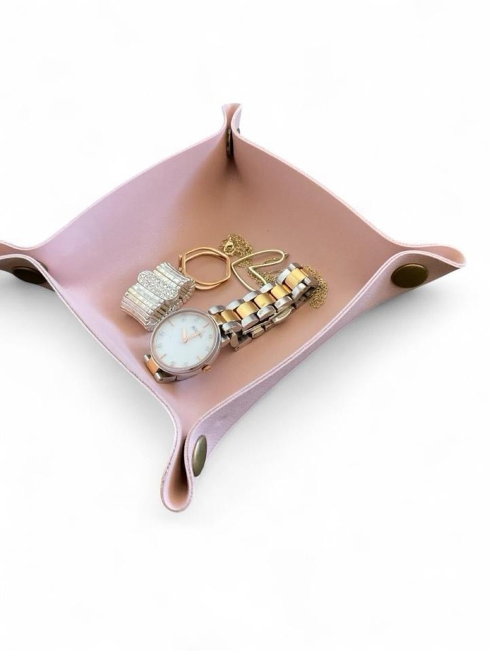 NWOT Pink Leather Catchall Jewelry Tray
